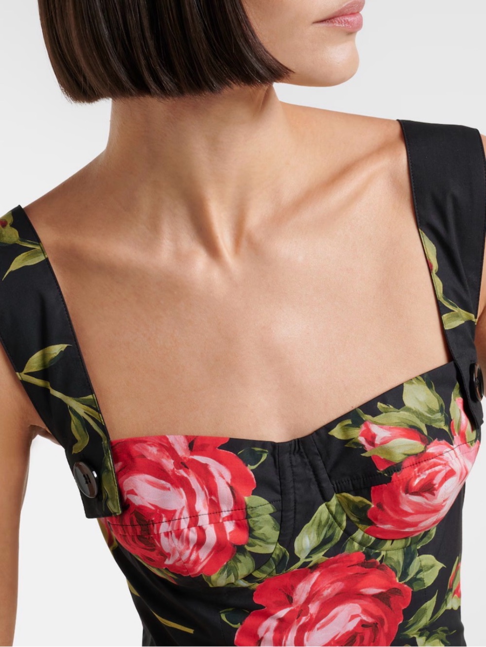 Dolce & Gabbana Black Floral Mini Dress with Red Roses size IT38 NWT - Picture 6 of 12